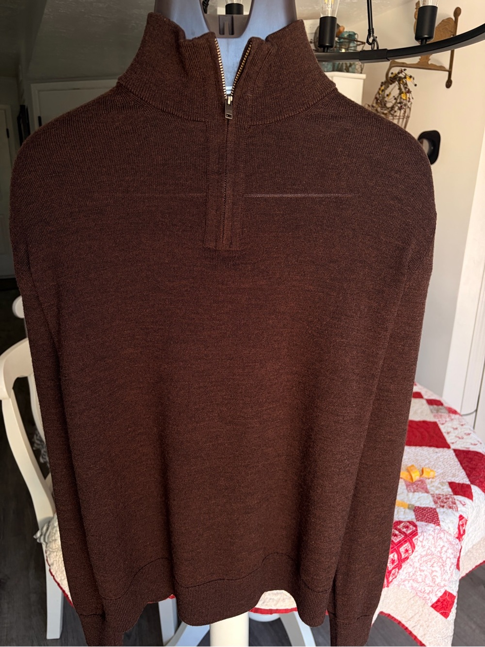 Banana Republic Men's Zip-Up Sweater in Chocolate Brown